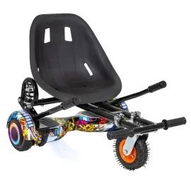 6.5 inch Hoverboard with Suspensions Hoverkart, Regular HipHop PRO, Extended Range and Black Seat with Double Suspension Set, Smart Balance