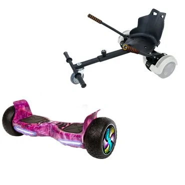 8.5 inch Hoverboard with Standard Hoverkart, Hummer Galaxy Pink PRO, Extended Range and Black Ergonomic Seat, Smart Balance