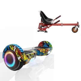 6.5 inch Hoverboard with Suspensions Hoverkart, Regular HipHop PRO, Standard Range and Red Seat with Double Suspension Set, Smart Balance