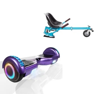 6.5 inch Hoverboard with Suspensions Hoverkart, Regular Purple PRO, Extended Range and Blue Seat with Double Suspension Set, Smart Balance