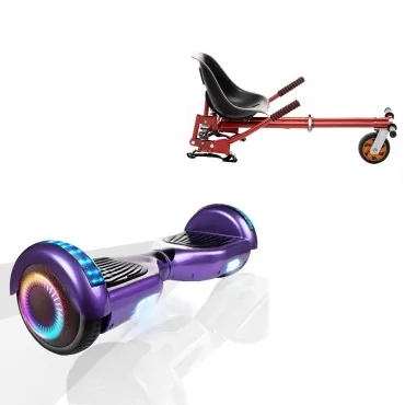 6.5 inch Hoverboard with Suspensions Hoverkart, Regular Purple PRO, Extended Range and Red Seat with Double Suspension Set, Smart Balance