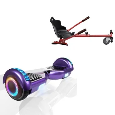 6.5 inch Hoverboard with Standard Hoverkart, Regular Purple PRO, Standard Range and Red Ergonomic Seat, Smart Balance