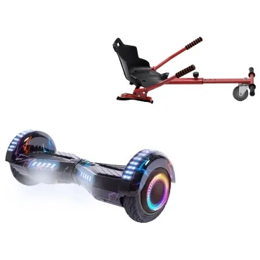 6.5 inch Hoverboard with Standard Hoverkart, Transformers Thunderstorm Blue PRO, Extended Range and Red Ergonomic Seat, Smart Balance