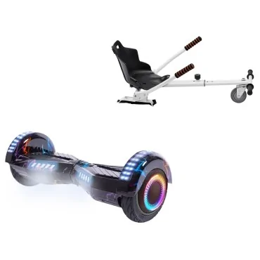 6.5 inch Hoverboard with Standard Hoverkart, Transformers Thunderstorm Blue PRO, Extended Range and White Ergonomic Seat, Smart Balance