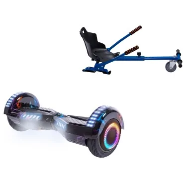 6.5 inch Hoverboard with Standard Hoverkart, Transformers Thunderstorm Blue PRO, Extended Range and Blue Ergonomic Seat, Smart Balance