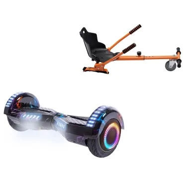 6.5 inch Hoverboard with Standard Hoverkart, Transformers Thunderstorm Blue PRO, Extended Range and Orange Ergonomic Seat, Smart Balance