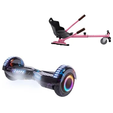 6.5 inch Hoverboard with Standard Hoverkart, Transformers Thunderstorm Blue PRO, Extended Range and Pink Ergonomic Seat, Smart Balance