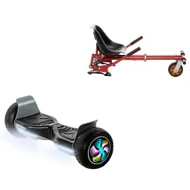 8.5 inch Hoverboard with Suspensions Hoverkart, Hummer Black PRO, Standard Range and Red Seat with Double Suspension Set, Smart Balance