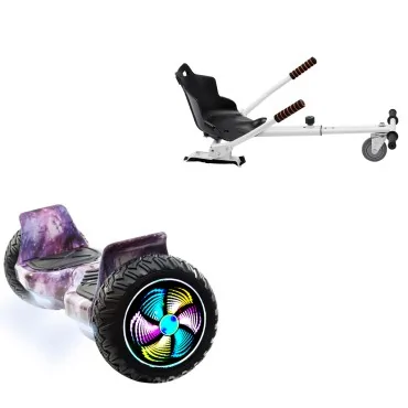 8.5 inch Hoverboard with Standard Hoverkart, Hummer Galaxy PRO, Standard Range and White Ergonomic Seat, Smart Balance