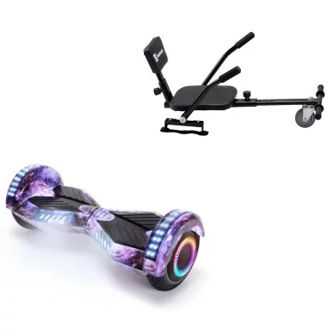 6.5 inch Hoverboard with Comfort Hoverkart, Transformers Galaxy PRO, Extended Range and Black Comfort Seat, Smart Balance